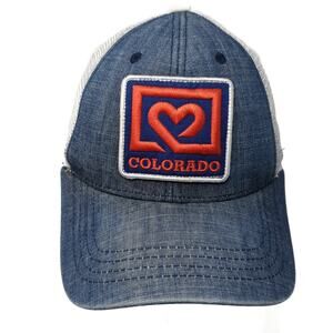 Colorado Patch Snapback Mesh Back Trucker Hat Blue One Size Denim